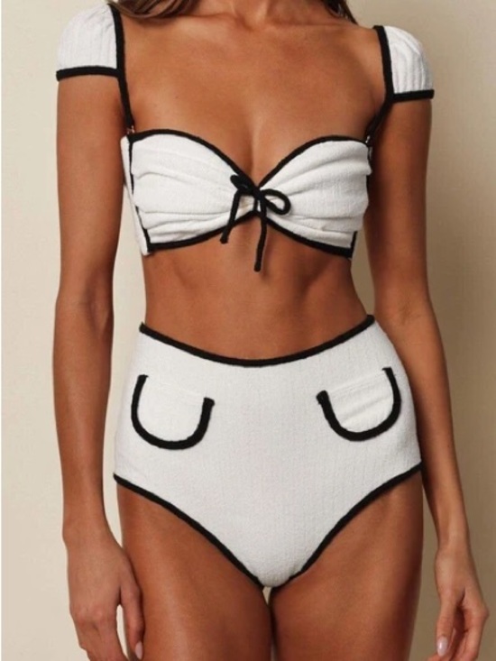 Montce Other - Montce X Olivia Culpo Cabana Bows Bikini in Cream and Black Terry